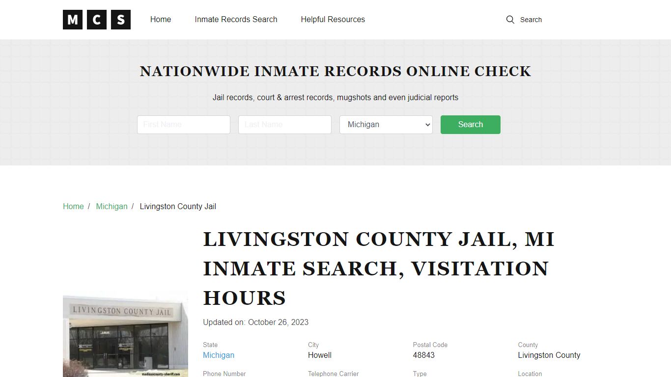 Livingston County, MI Jail Inmates Search, Visitation Rules